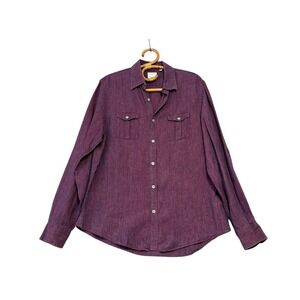 Baird McNutt | Murano Slim Fit Linen Button Front Shirt Size L